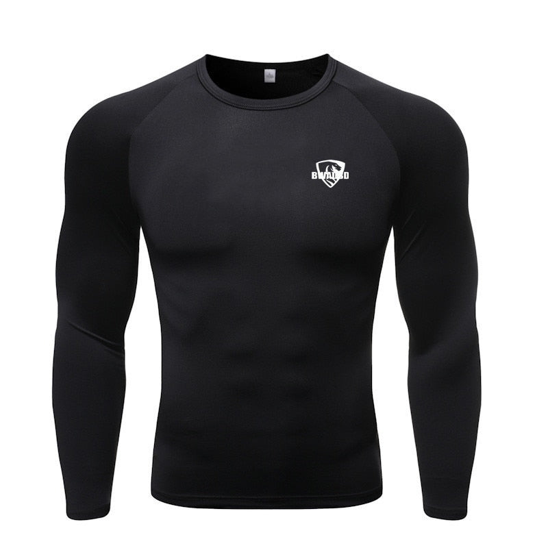 Men Long Sleeve Shirts Bodybuilding Patchwork Quick Dry T Shirt for Men Workout Fitness Training