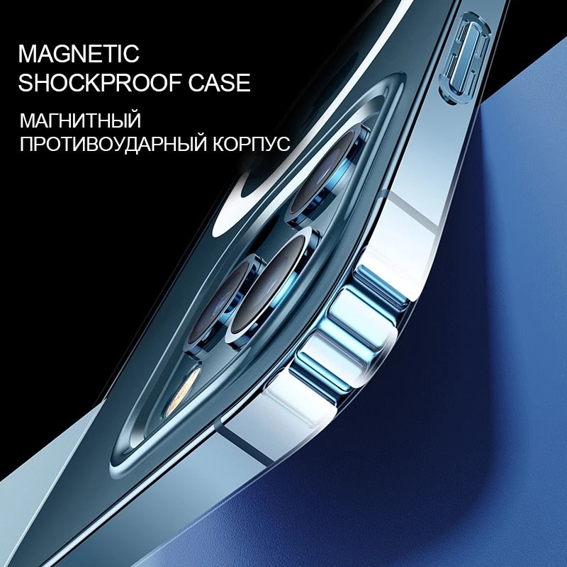 For Magsafe Magnetic Wireless Charging Case For iPhone 14 12 11 13 Pro MAX Mini XR X XS MAX 7 8 Plus SE 2020 Shockproof Cover