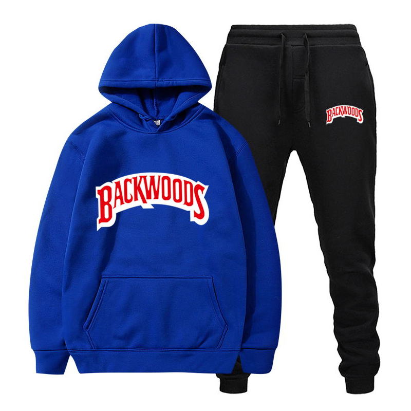 fashion brand Backwoods Men&#39;s Set Fleece Hoodie Pant Thick Warm Tracksuit Sportswear Hooded Track Suits Male Sweatsuit Tracksuit