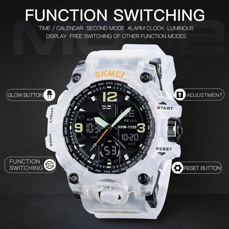 SKMEI Mens Watches Fashion Sports Military Quartz Digital Waterproof Swim Stopwatch Wristwatches Clock Man Relogio Masculino