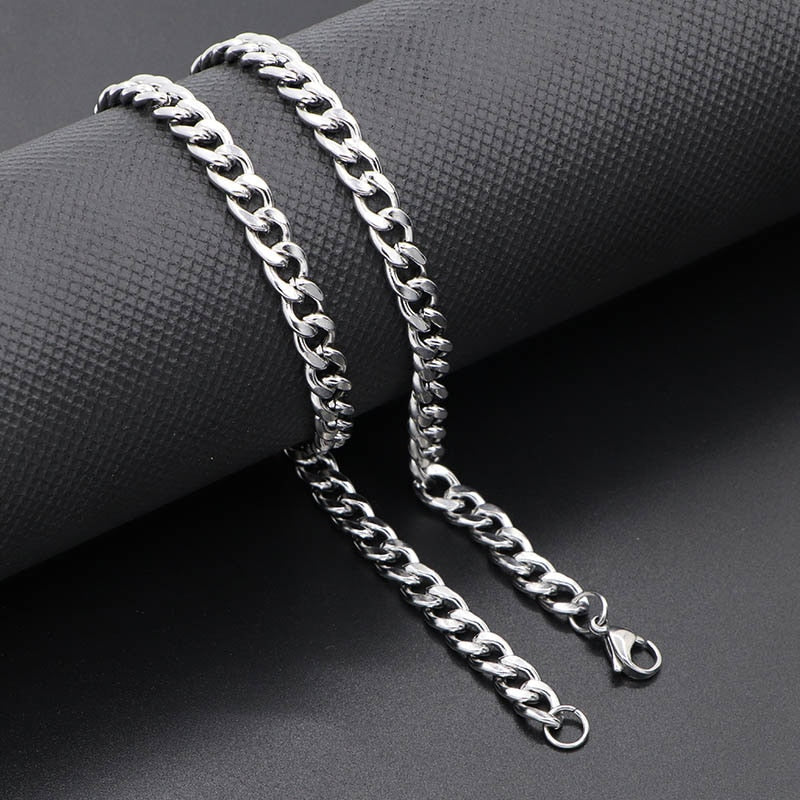 Women Men&#39;s Necklace Stainless Steel Curb Cuban Link NK Chain Silver Color Basic Punk Male Choker Jewelry Gifts Free Shipping