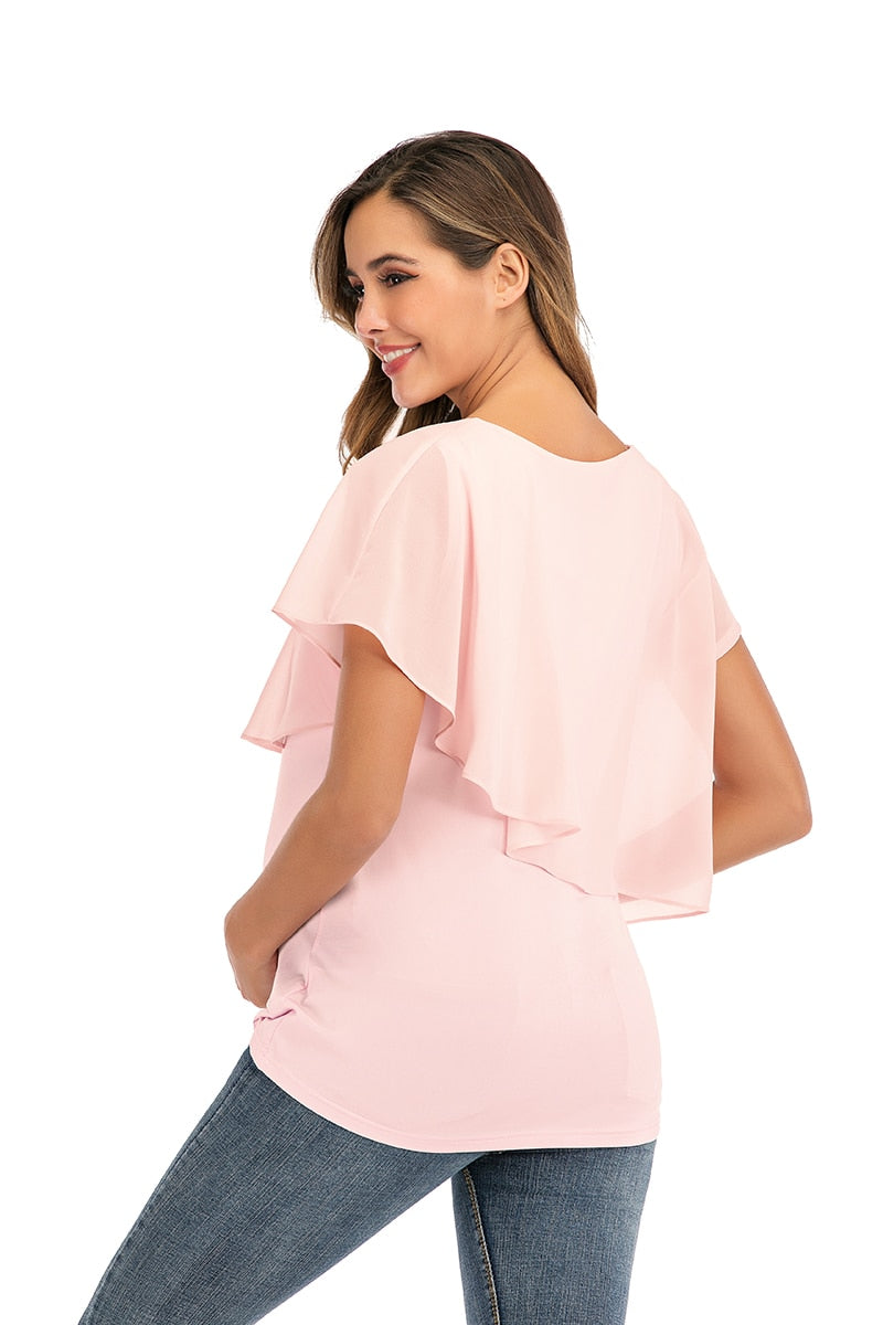 New Summer Women Pregnant Maternity Nursing T Shirts Women&#39;s Maternity Nursing Wrap Top Sleeveless Double Layer Blouse Tee