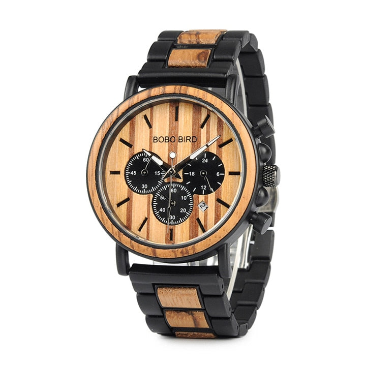 Quartz Watch For Men Luxury Wrist Man Watches Wood Stopwatch Date Display Chronograph Wristwatches relogio masculino Male Watch