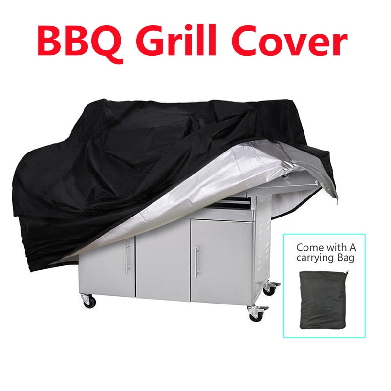 Waterproof BBQ Cover Anti-Dust Outdoor Heavy Duty Charbroil Grill Cover Rain Protective Barbecue Cover 7 Sizes Black BBQ Cover