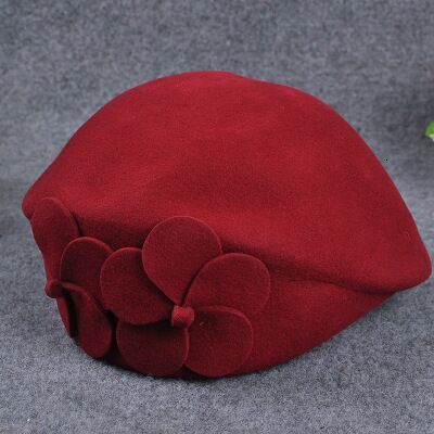 100% wool beret winter berets women winter felt beret Floral Women Felt French Beret Beanie fedora hat Beanie Winter Flower