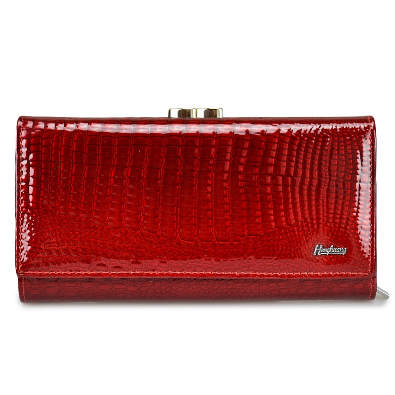 HH Genuine Leather Women&#39;s Wallet Alligator Long Hasp Zipper Wallet Ladies Clutch Money Bag New Female Luxury Coin Purses