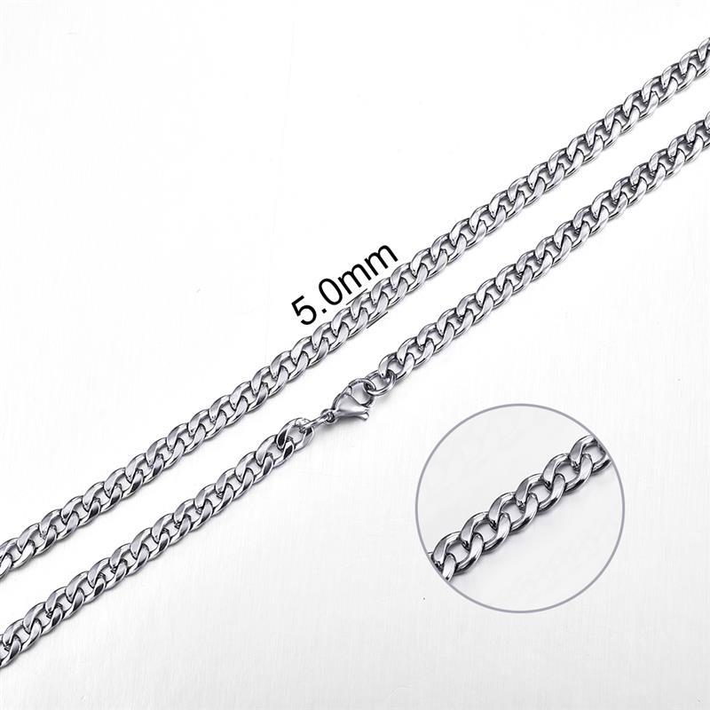 Stainless Steel Chain Necklace for Men Women Curb Cuban Link Chain Gold Color Silver Color Punk Choker Fashion Male Jewelry Gift