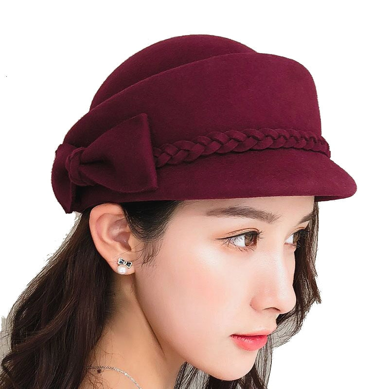 100% wool beret winter berets women winter felt beret Floral Women Felt French Beret Beanie fedora hat Beanie Winter Flower