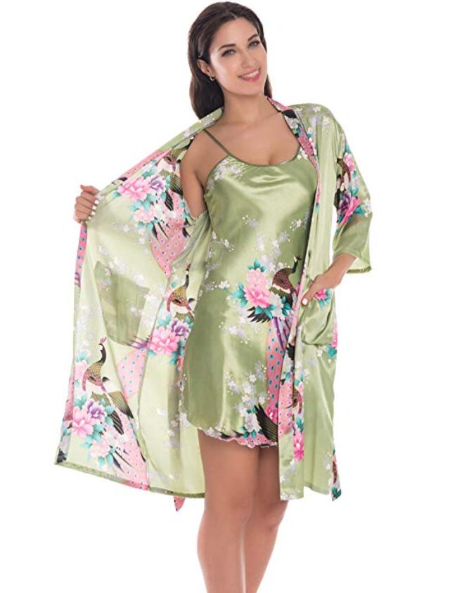 Fashion Women&#39;s Summer Mini Kimono Robe Lady Rayon Bath Gown Yukata Nightgown Sleepwear Sleepshirts Pijama Mujer Size M-XL