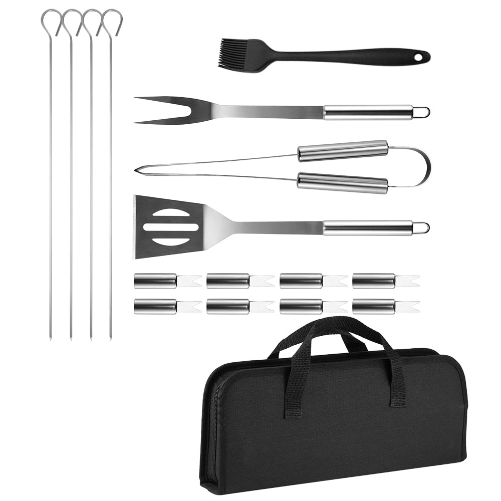 Stainless Steel BBQ Tools Set Barbecue Grilling Utensil Accessories Camping Outdoor Cooking Tools Kit BBQ Utensils