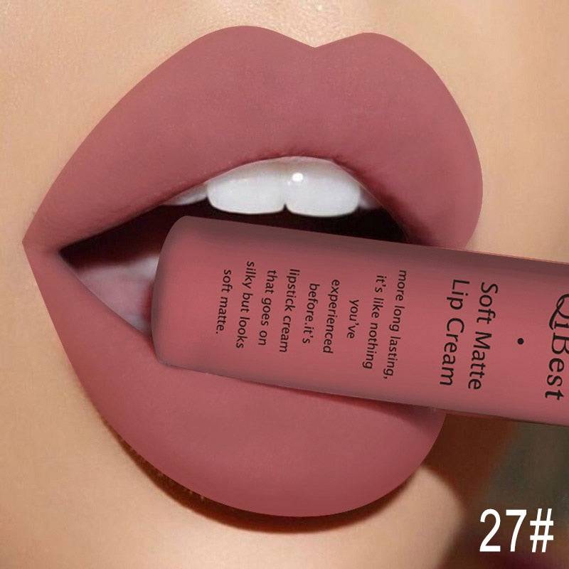 QIBEST Liquid Lipstick Waterproof Lip Gloss 34 Colors Matte Lipstick Long lasting Lipgloss Cosmetics Lips Makeup Nude Maquiagem