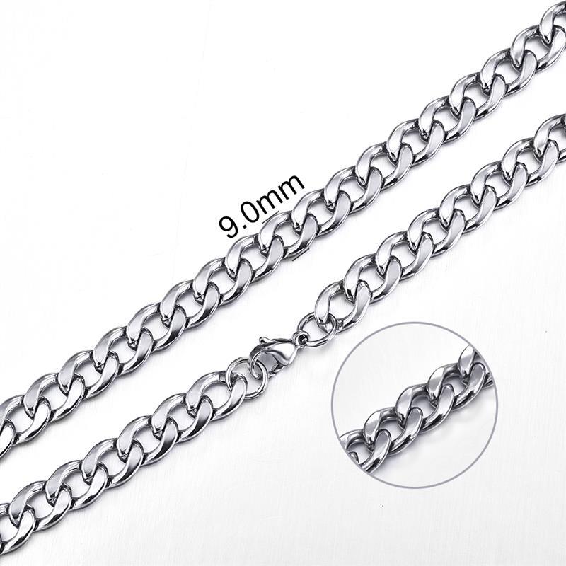 Stainless Steel Chain Necklace for Men Women Curb Cuban Link Chain Gold Color Silver Color Punk Choker Fashion Male Jewelry Gift