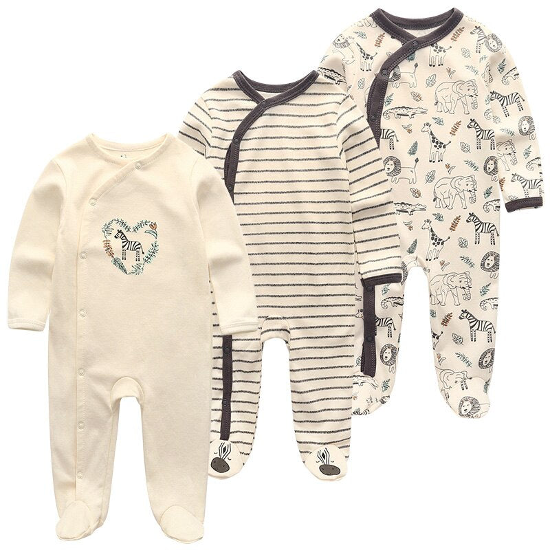 Baby Clothes 3Pcs/set Cotton Newborn Boy Girl Romper 2021 Long Sleeve Infantil Clothing Spring Animal Baby Pajama roupas de bebe