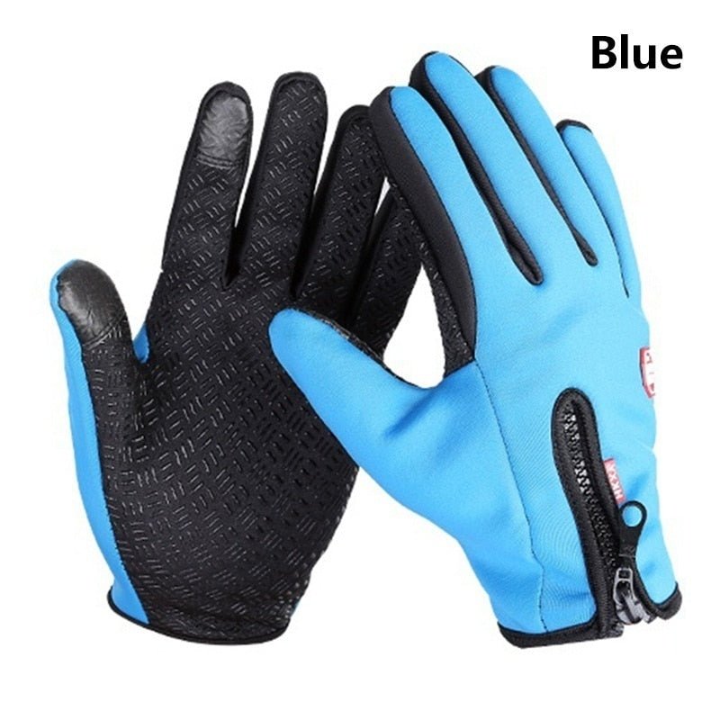 Winter Gloves Mens Touchscreen Waterproof Windproof Skiing Cold Gloves Womens Warm Fashion Outdoor Sports Riding Zipper Gloves