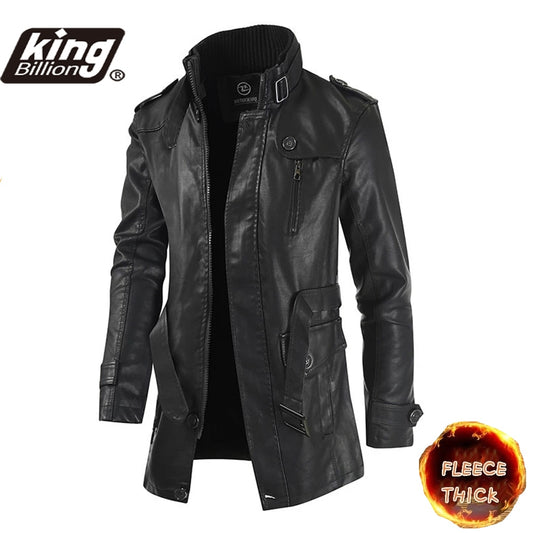 2022 New High Quality Jacket Men's Street Windbreaker Coat Men Leather Clothing Thick Jacket Fleece Men Casual Jacket PU