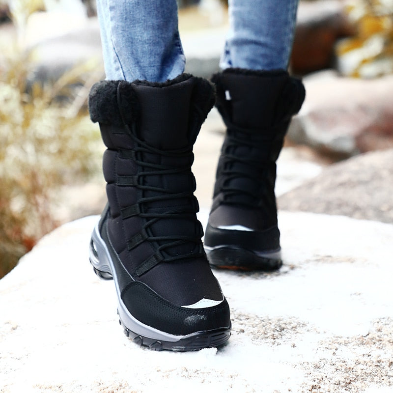 New Winter Women Boots High Quality Warm Snow Boots Lace-up Comfortable Ankle Boots Outdoor Waterproof Hiking Boots Size 36-42