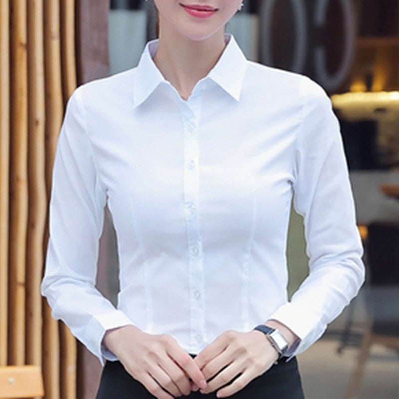 Women Cotton Shirts Women White Shirt Long Sleeve Blouse Female Tops OL Basic Shirt Blouses 2022 Fashion Elegant Woman Clothing