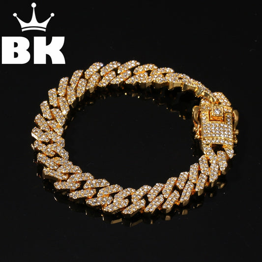 THE BLING KING 2 Lines Bracelet Iced Out  Rhinestone Gold Silver Color Alloy Mens Women Hip Hop Jewelry