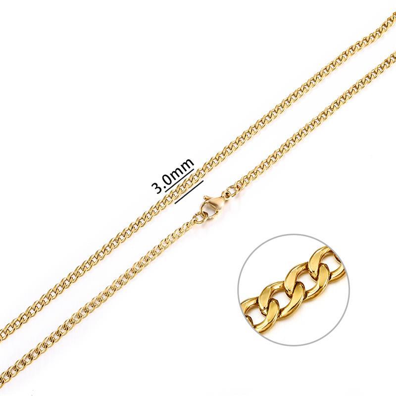 Stainless Steel Chain Necklace for Men Women Curb Cuban Link Chain Gold Color Silver Color Punk Choker Fashion Male Jewelry Gift