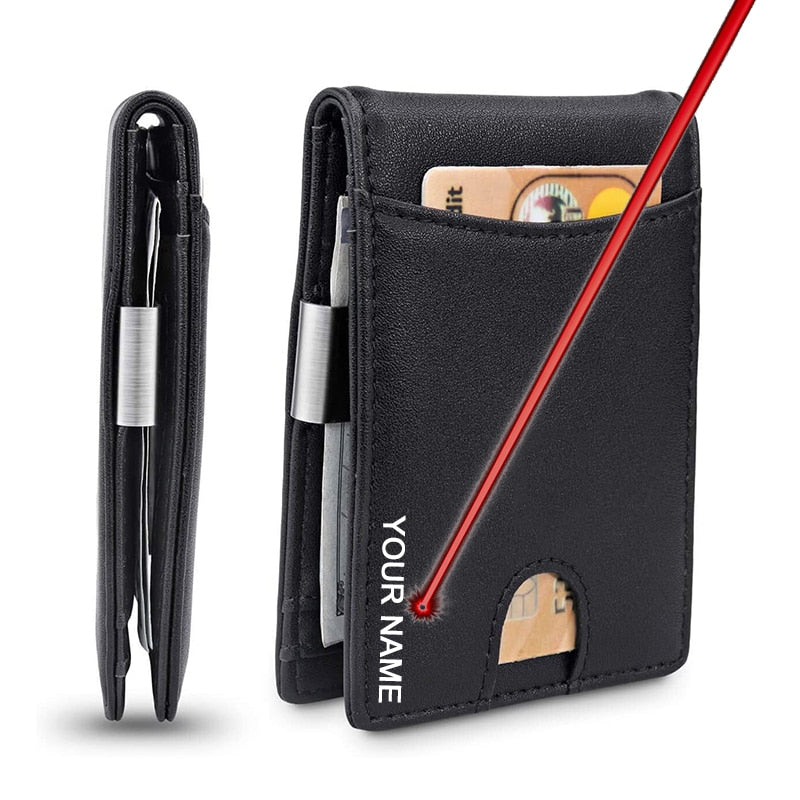 Men&#39;s Wallet Carbon Fiber Credit Card Wallet RFID Protection Simple Ultra-thin PU Small Money Clip