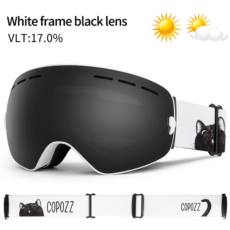 COPOZZ Brand Professional Ski Goggles Double Layers Lens Anti-fog UV400 Big Ski Glasses Skiing Snowboard Men Women Snow Goggles