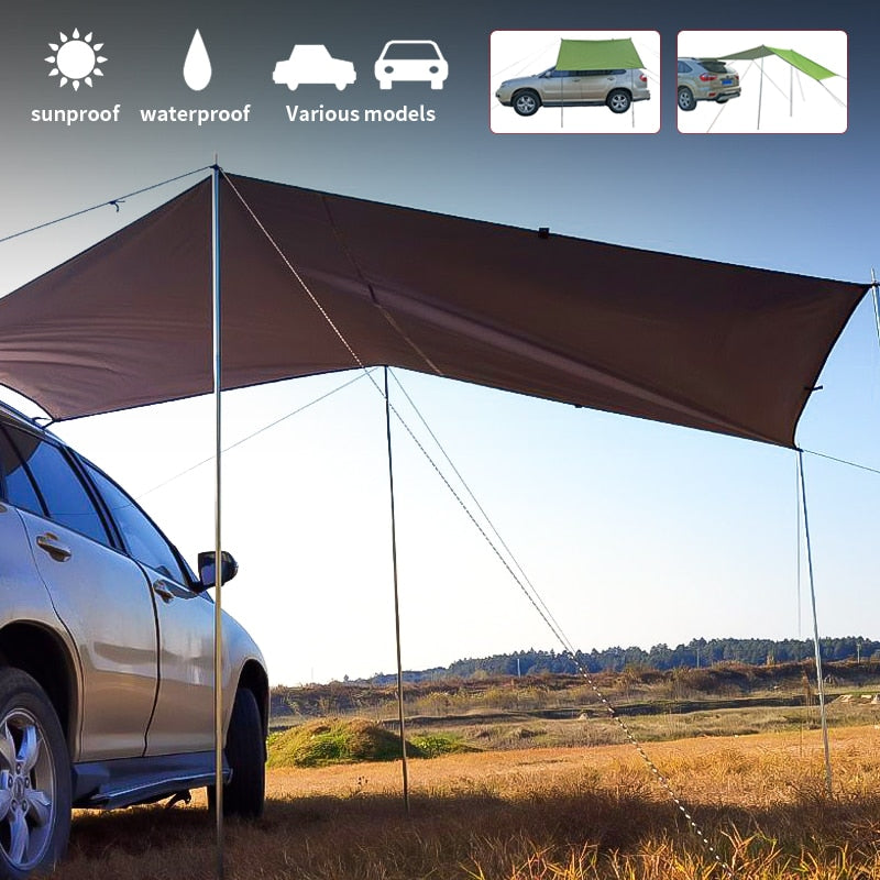 Car Tent Awning Waterproof Portable Outdoor Camping Tent Car Shade Sunshade Garden Beach Umbrella Travel Rooftop Rain Canopy