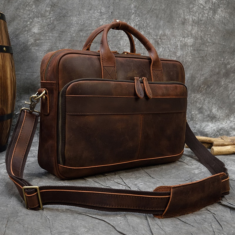 MAHEU Men Briefcase Genuine Leather Laptop Bag 15.6&quot; PC Doctor Lawyer Computer Bag Cowhide Male Briefcase Cow Leather Men Bag