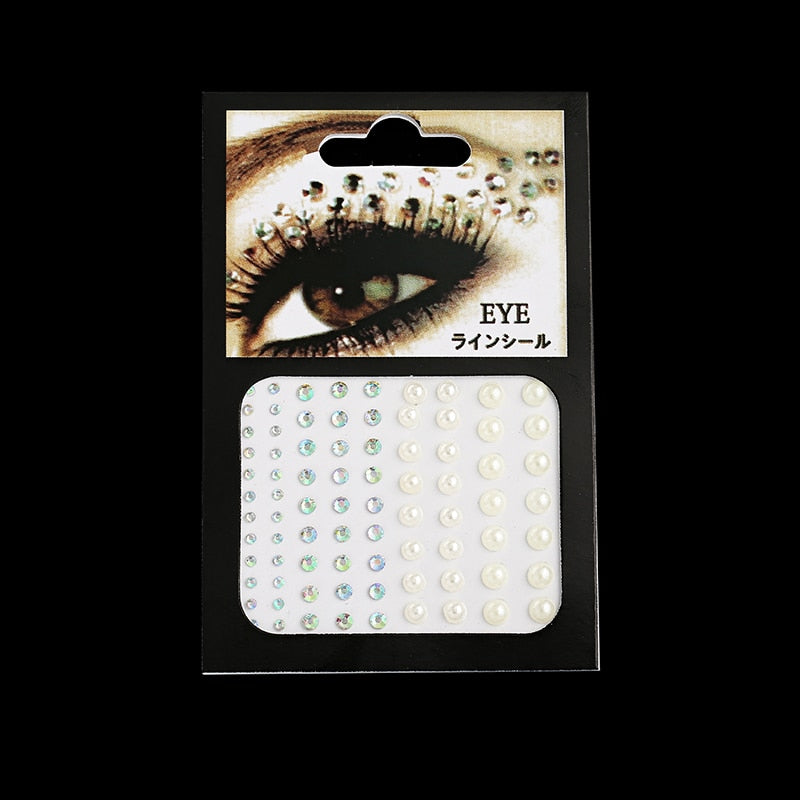 Fashion Women Rhinestone Face Tattoos Diamond Pearl Eyes Makeup Crystal Glitters for the Face Jewelry Eyes Temporary Stickers