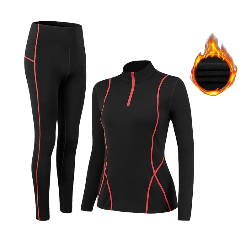 Winter Women&#39;s Thermal Underwear Sets High-collar Winter Fast Dry Long Johns Thermo Underwear Women Shirt Female Warm Clothes