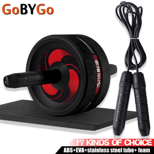 New 2 in 1 Ab Roller&amp;Jump Rope No Noise Abdominal Wheel Ab Roller with Mat For Arm Waist Leg Exercise Gym Fitness Equipment