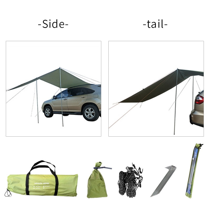 Car Tent Awning Waterproof Portable Outdoor Camping Tent Car Shade Sunshade Garden Beach Umbrella Travel Rooftop Rain Canopy