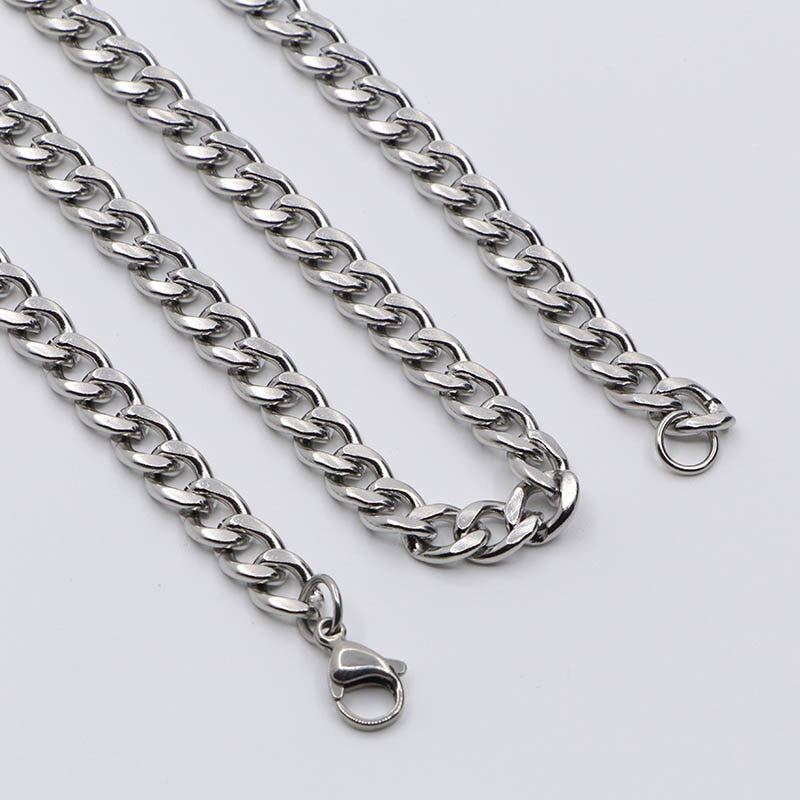 Women Men&#39;s Necklace Stainless Steel Curb Cuban Link NK Chain Silver Color Basic Punk Male Choker Jewelry Gifts Free Shipping