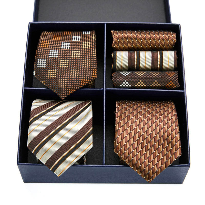 Gift box packing Silk Ties For Men Novelty Hanky Set 3 Styles Men&#39;s Tie Formal Red Cravat for Wedding Business Necktie