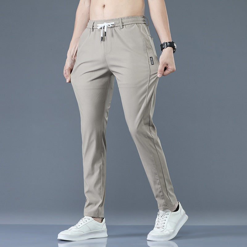 2022 Men&#39;s Trousers Spring Summer New Thin Green Solid Color Fashion Pocket Applique Full Length Casual Work Pants Pantalon