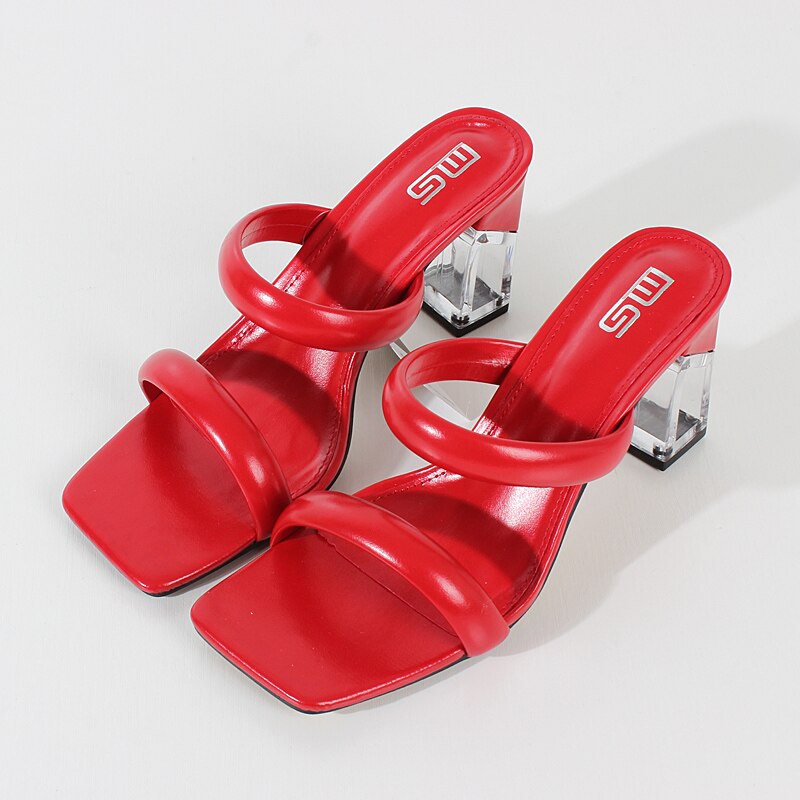 Fashion Sandals Women 2022 Summer New Comfortable Latex Tape Hollow High-heel Sandals Crystal Thick Heels Party Slippers 8.5CM