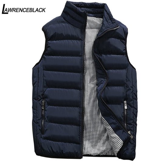 Mens Jacket Sleeveless Vest Winter Fashion Casual Slim Coat Brand Clothing Vests Cotton-Padded Men's Vest Men Waistcoat Big Size