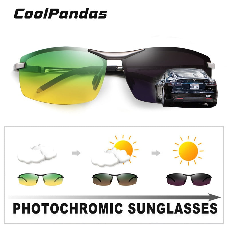 CoolPandas 2022 Photochromic Sunglasses Men Day Night-Vision Polarized Chameleon Glasses Driving UV400 Sun Glasses Oculos De Sol