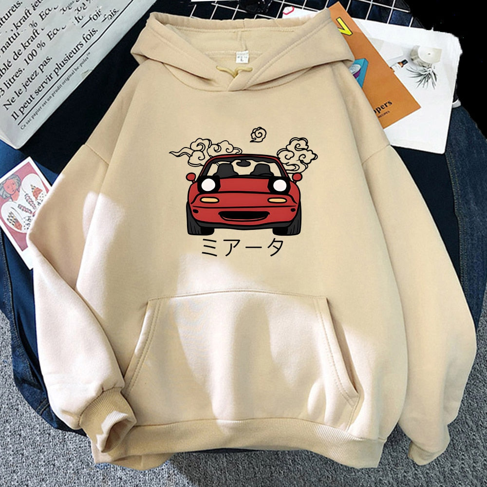 Anime Initial D Hoodie JDM Japanese Automotive Miata MX5 Printed Hoody Women Crewneck Sweatshirts Men Long Sleeve Pullover Tops