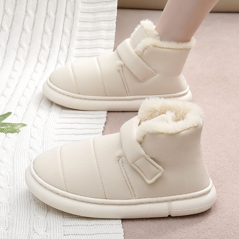 Winter Soft Women Men Boots Down Warm Plush Ankle Snow Female Thick Boots Shoes Couple Toddler Indoor Home Fur Footwear