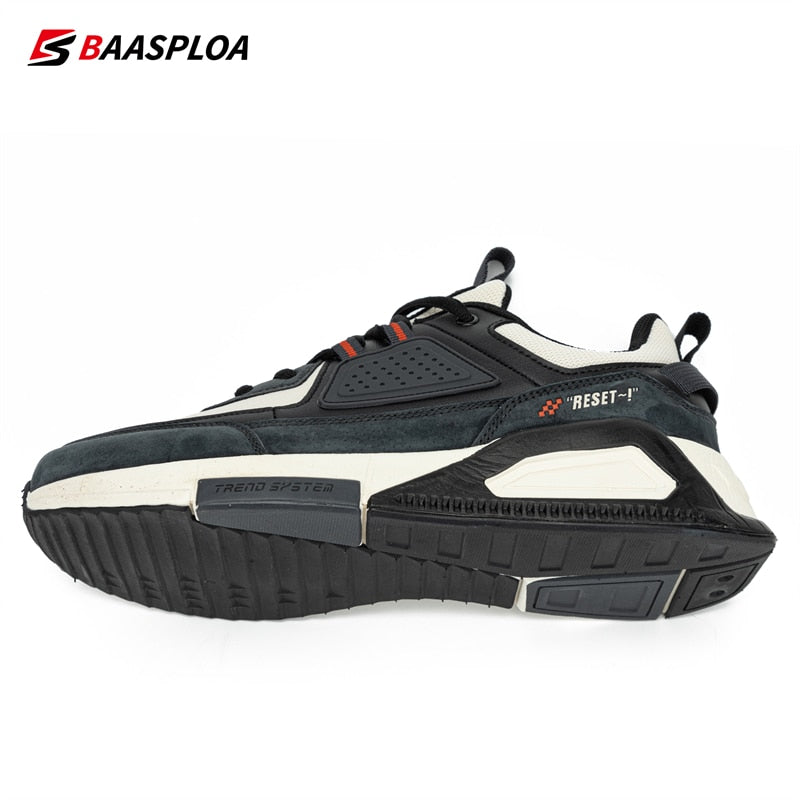 Baasploa 2022 New Men Leather Sneaker Waterproof Walking Shoes  Fashion Casual Shoes Non-Slip Wear-Resistant Male Sport  Shoe