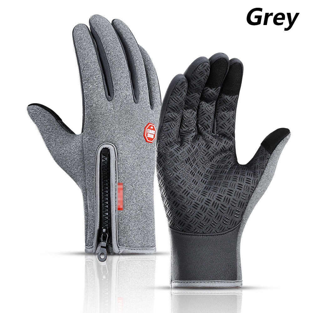 Hot Sale Winter Gloves For Men Touchscreen Windproof Cycling Cold Glove Warm Non-Slip Outdoor Driving Zipper Womens Sport Gloves