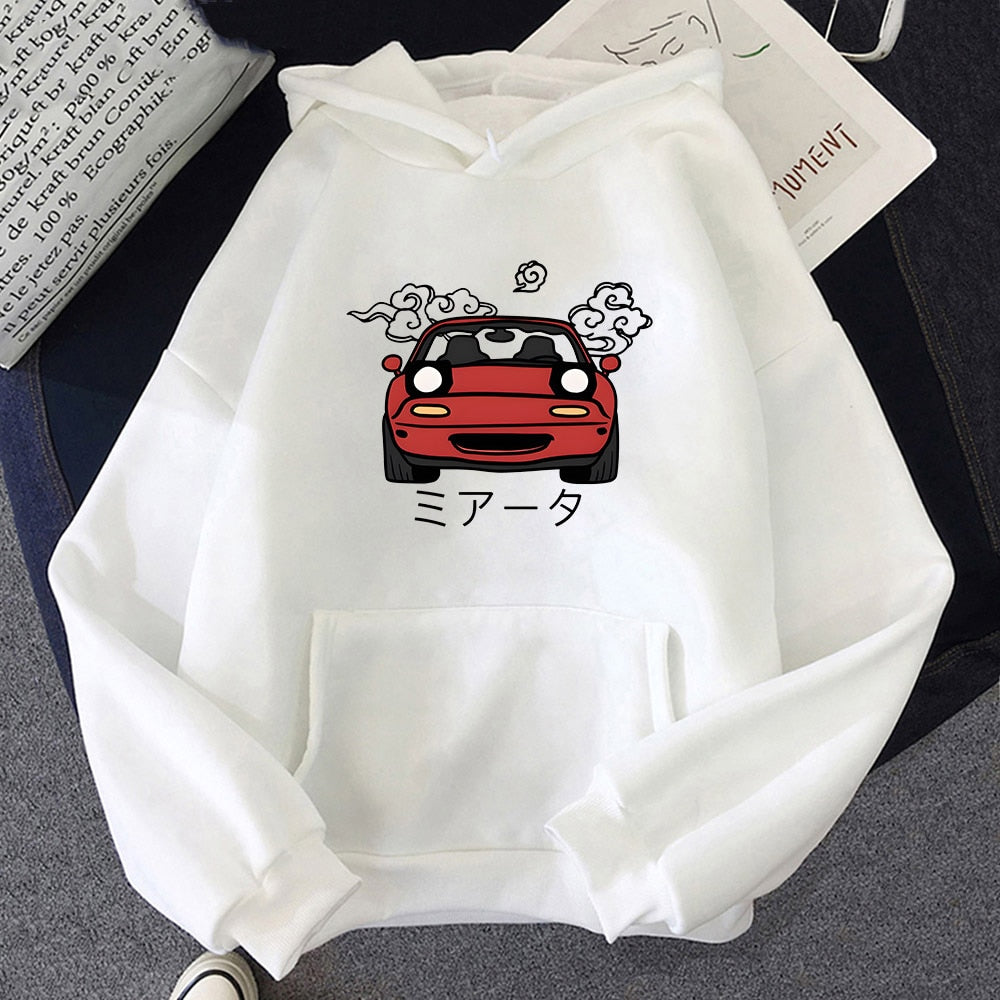 Anime Initial D Hoodie JDM Japanese Automotive Miata MX5 Printed Hoody Women Crewneck Sweatshirts Men Long Sleeve Pullover Tops