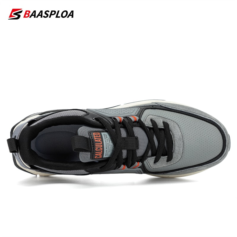 Baasploa 2022 New Men Leather Sneaker Waterproof Walking Shoes  Fashion Casual Shoes Non-Slip Wear-Resistant Male Sport  Shoe