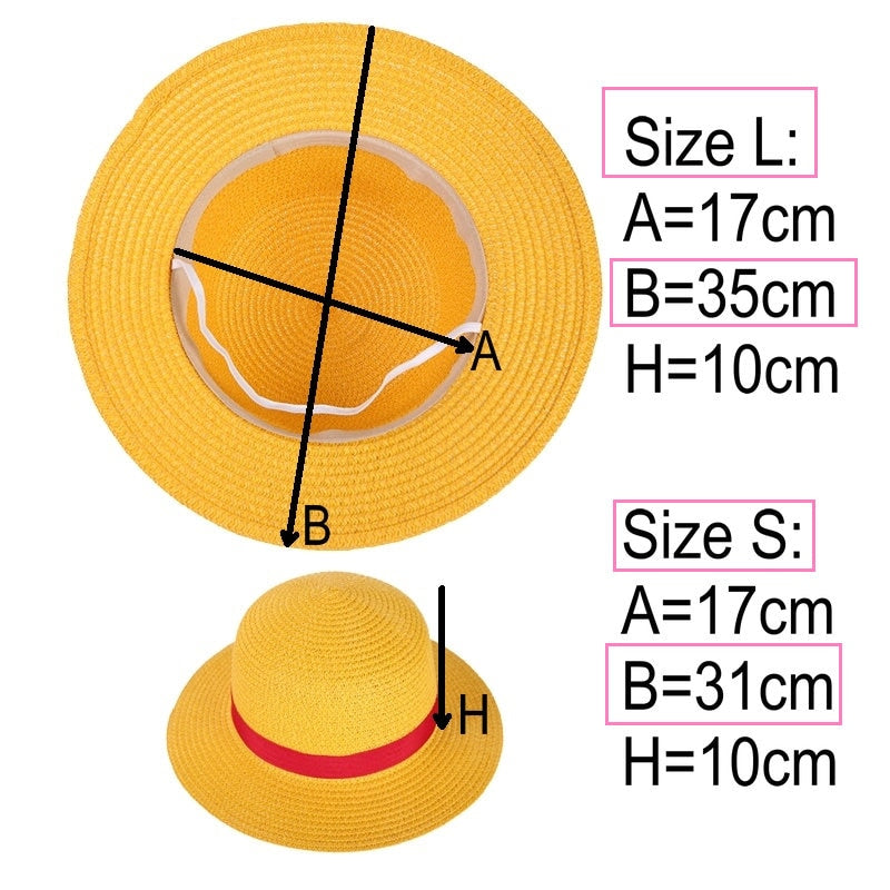 Boy Girl One Piece Cap Straw Hat Neck String Luffy Flat Hats Cosplay Japanese Cartoon Props Hat Kid Red Stripe Beach Hat YF001