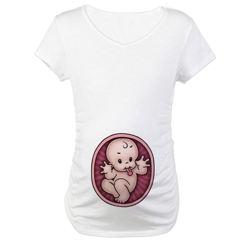 Summer Pregnancy Tshirt Size S-3XL Maternity Cute Baby Print O-Neck Short Sleeve T-Shirts Women Pregnant Clothes Funny Tops Tees