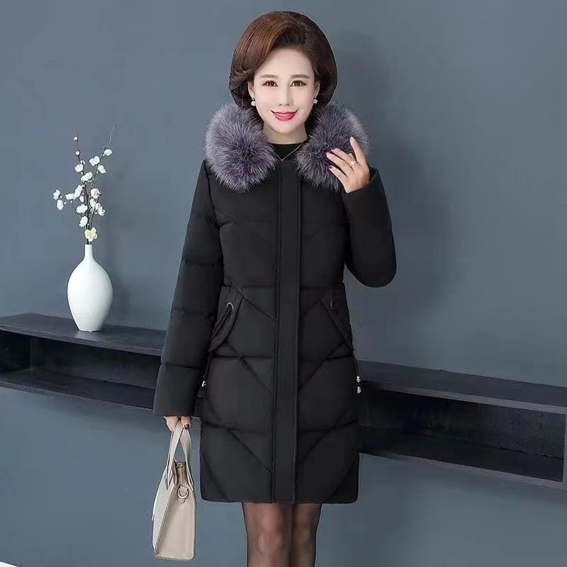 Fashion Winter Jacket Women Big Fur Hooded Thick Down Parkas 5XL Female Jacket Coat Lambswool Warm Winter Outwear Long 2021 New