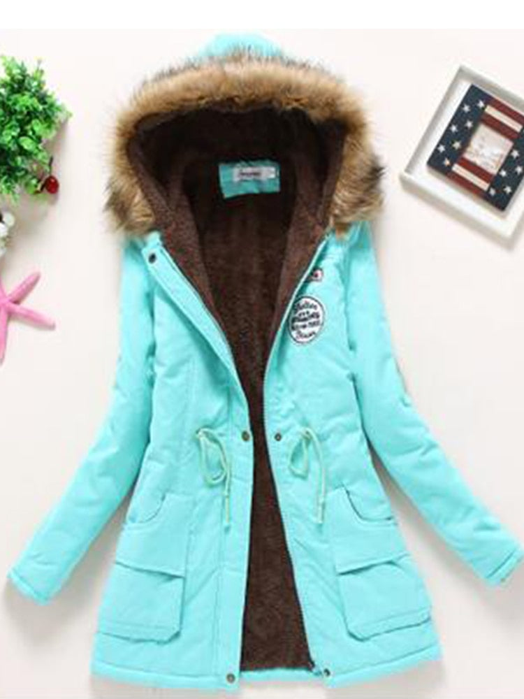 new winter military coats women cotton wadded hooded jacket medium-long casual parka thickness  XXXL quilt snow outwear