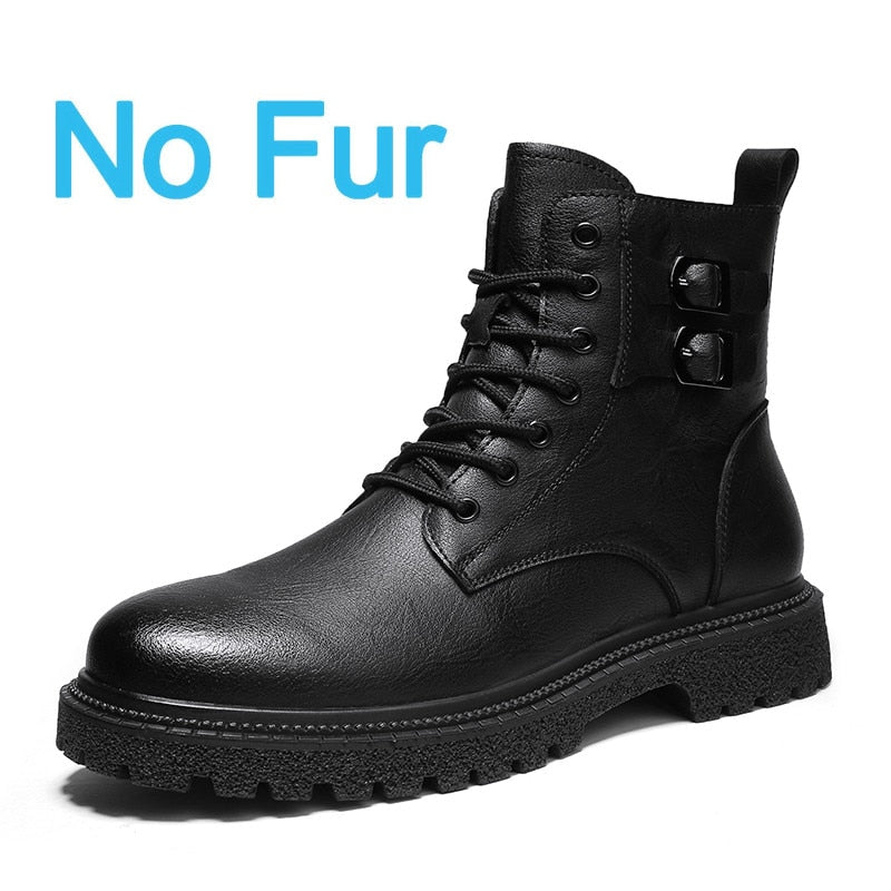 Genuine Leather Men Boots Fashion High Top Motorcycle Boots High Quality Mens Ankle Boots Winter New Casual shoes Male Footwear