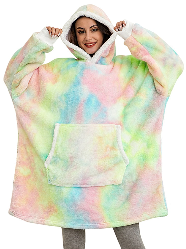 Oversized Hoodies Sweatshirt Women Winter Hoodies Fleece Giant TV Blanket With Sleeves Pullover Oversize Women Hoody Sweatshirts