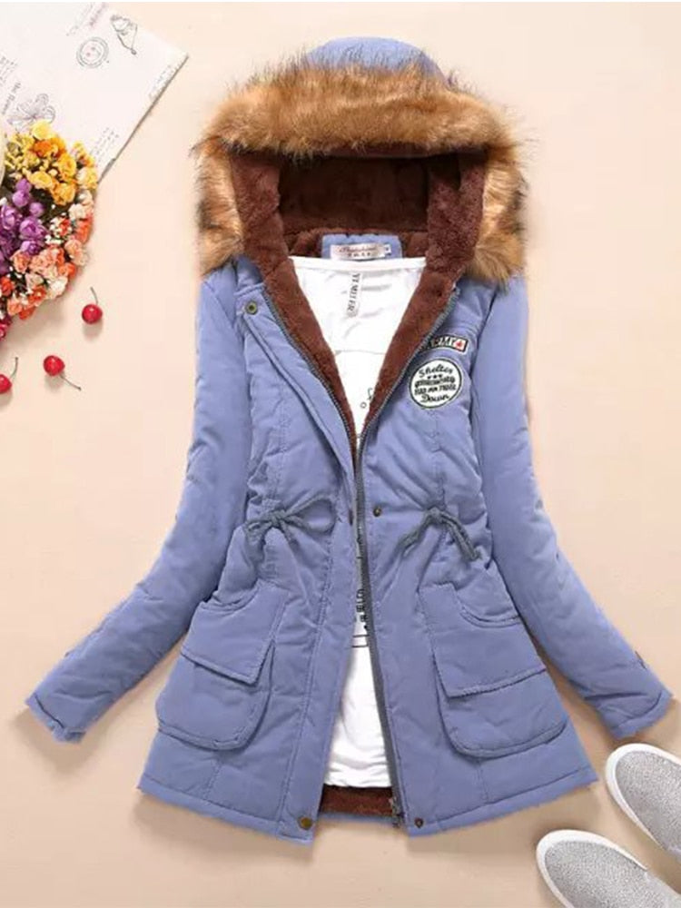 new winter military coats women cotton wadded hooded jacket medium-long casual parka thickness  XXXL quilt snow outwear